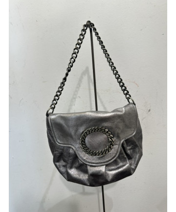 Borsa in pelle argento con...