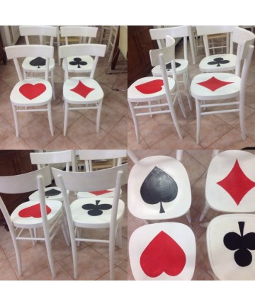 4 sedie da osteria dipinte